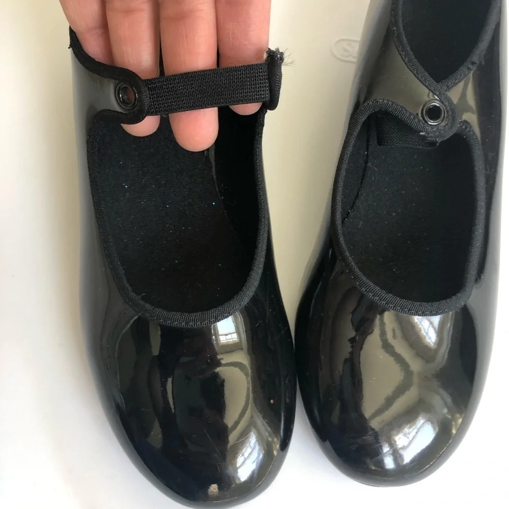 Capezio TeleTone Tap Dance Shoes Black Patent SIZE 7M